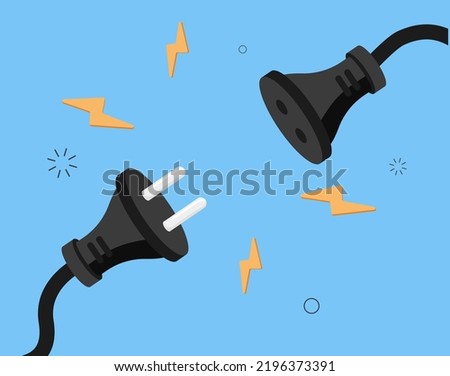 Connect disconnect in cartoon style. Vector illustration. Futuristic digital network concept. Internet network. Line art. Vector illustration design