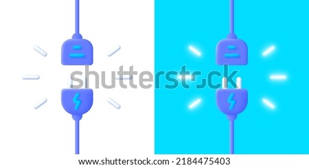 Connect disconnect neon 3D, great design for any purposes. Electric power. Futuristic digital network concept. Vector illustration design