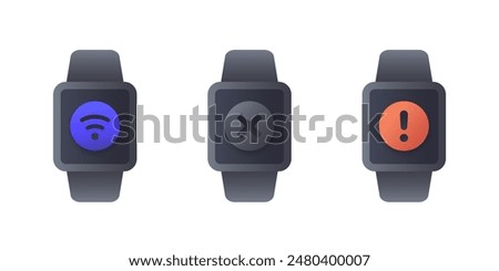 connect or disconnect smart watch vector icons set