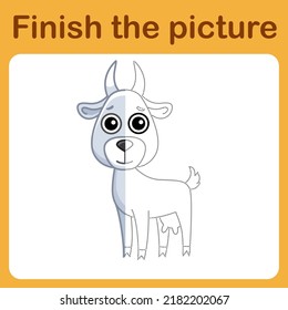 Connect the dot   complete the picture goat  Simple coloring for children  Drawing game