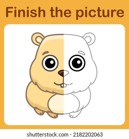 Connect the dot and complete the picture of guinea pig, hamster. Simple coloring for children. Drawing game