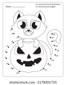 Connect Dot To Dot Hallloween Coloring Pages For Kids. Dot To Dots for Kids. Halloween Coloring Pages