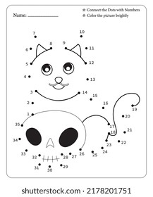Connect Dot To Dot Hallloween Coloring Pages For Kids. Dot To Dots for Kids. Halloween Coloring Pages