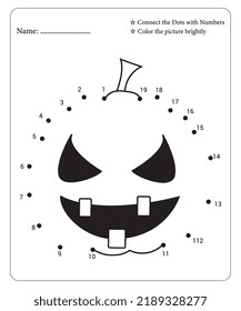 Connect Dot To Dot Hallloween Coloring Pages For Kids. Dot To Dots for Kids. Halloween Coloring Pages