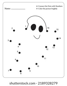 Connect Dot To Dot Hallloween Coloring Pages For Kids. Dot To Dots for Kids. Halloween Coloring Pages