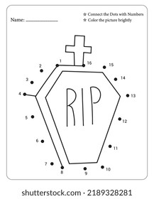 Connect Dot To Dot Hallloween Coloring Pages For Kids. Dot To Dots for Kids. Halloween Coloring Pages