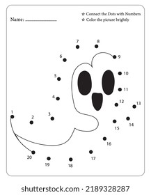 Connect Dot To Dot Hallloween Coloring Pages For Kids. Dot To Dots for Kids. Halloween Coloring Pages