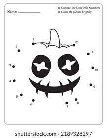 Connect Dot To Dot Hallloween Coloring Pages For Kids. Dot To Dots for Kids. Halloween Coloring Pages