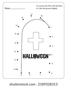 Connect Dot To Dot Hallloween Coloring Pages For Kids. Dot To Dots for Kids. Halloween Coloring Pages