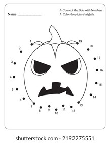 Connect Dot To Dot Hallloween Coloring Pages For Kids. Dot To Dots for Kids. Halloween Coloring Pages