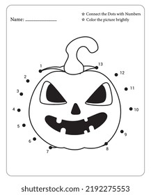 Connect Dot To Dot Hallloween Coloring Pages For Kids. Dot To Dots for Kids. Halloween Coloring Pages