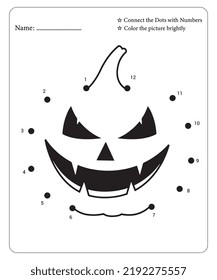 Connect Dot To Dot Hallloween Coloring Pages For Kids. Dot To Dots for Kids. Halloween Coloring Pages
