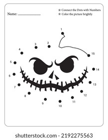 Conectar Punto A Las Páginas De Coloración De Punto De Hojas De Hojas Para Niños. Punto a punto para niños. Páginas de color de Halloween