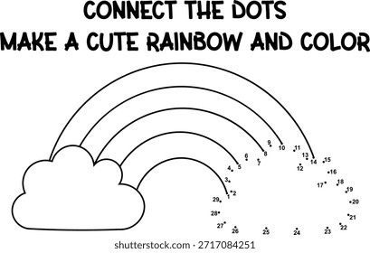 Conecta la actividad de puntos para que los niños creen y coloreen un lindo arco iris con nubes