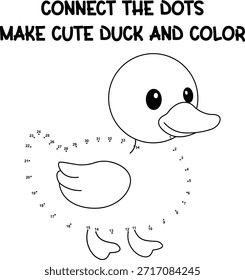 Conecta la actividad de puntos para que los niños dibujen y coloreen un pato lindo