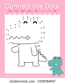 Connect the dots Alligator - dot to dot games for children counting number 1-20