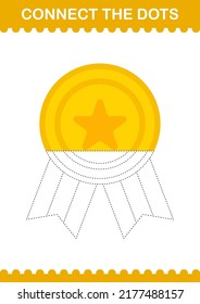 Connect the dots Award Medal. Worksheet for kids