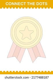 Connect the dots Award Medal. Worksheet for kids