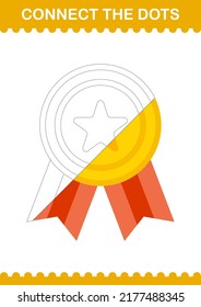 Connect the dots Award Medal. Worksheet for kids