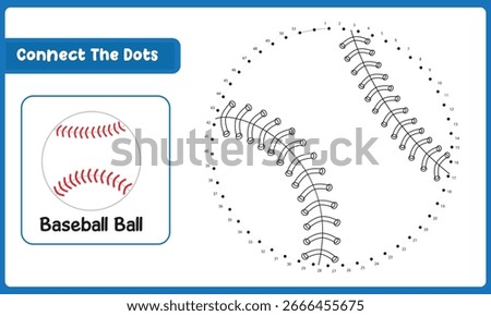 Connect The Dots Baseball Ball Hand Practice. Vector Illustration