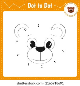 Connect the dots. Bear. Animal. Dot to dot educational game. Coloring book for preschool kids activity worksheet. Vector Illustration.