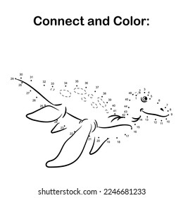 Connect the dots by number kids preschool dinosaur activity coloring page