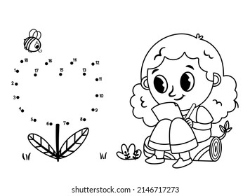 Connect dots by numbers. Children educational game. Dot to dot black and white worksheet for toddlers and preschool years kids.