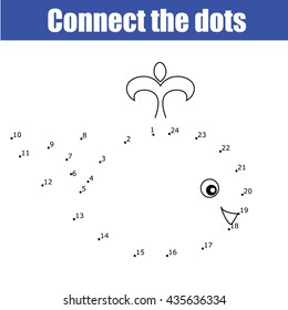Connect the dots by numbers educational drawing children game. Dot to dot game for kids, coloring page Animal theme