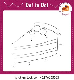 Connect the dots. Cake. Dot to dot educational game. Coloring book for preschool kids activity worksheet. Vector Illustration.