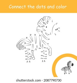 Connect dots for children education zebra