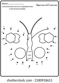 Connect the dots children educational drawing game. .Numbers activity for kids and toddlers. with butterfly