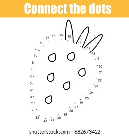 Connect the dots children educational drawing game. Dot to dot by numbers game for kids. Printable worksheet activity