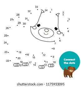 Connect the dots. Children educational game. Dot to dot by numbers for kids. Animals theme worksheet activity for toddlers with cartoon dog