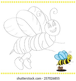 Connect the dots and coloring page - bee