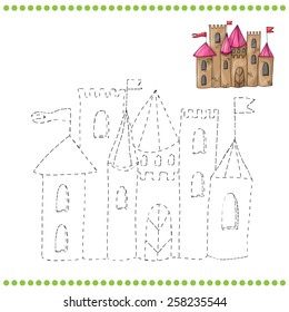 Connect the dots and coloring page - castle