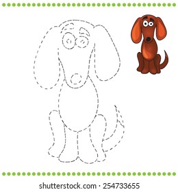 Connect the dots and coloring page with dog