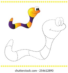 Connect the dots and coloring page with fanny worm