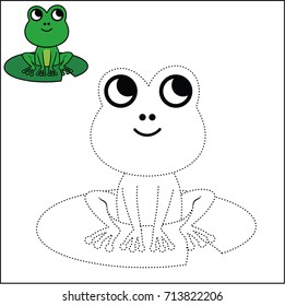 Connect the dots and coloring page, Frog (Vector illustration)