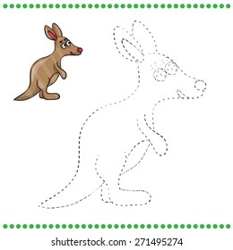 Connect the dots and coloring page - kangaroo