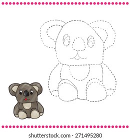 Connect the dots and coloring page - koala 