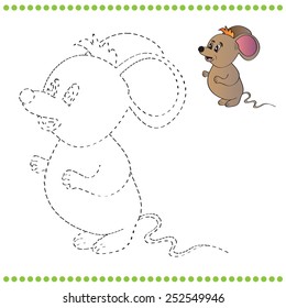 Connect the dots and coloring page - mouse