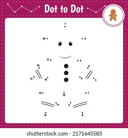 Connect the dots. Cookie. Dot to dot educational game. Coloring book for preschool kids activity worksheet. Vector Illustration. 