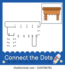 Connect the dots counting numbers 1 to 20 puzzle worksheet with desk