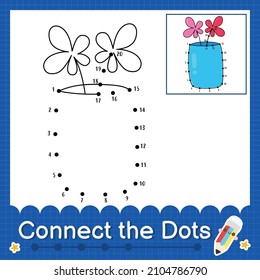 Connect the dots counting numbers 1 to 20 puzzle worksheet with vase