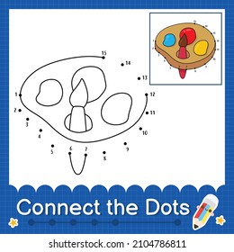 Connect the dots counting numbers 1 to 20 puzzle worksheet with a color palette