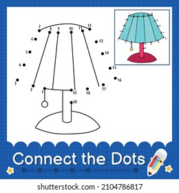 Connect the dots counting numbers 1 to 20 puzzle worksheet with lamp