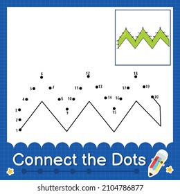 Connect the dots counting numbers 1 to 20 puzzle worksheet with zigzag