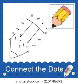 Connect the dots counting numbers 1 to 20 puzzle worksheet with pencil