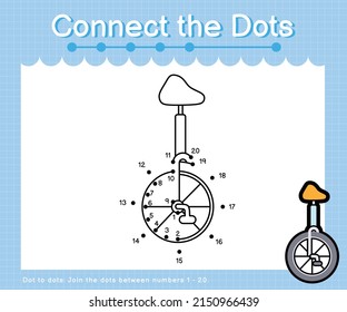 Connect the dots counting numbers 1 to 20 puzzle worksheet with Transportation