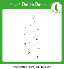 Connect the dots. Cucumber. Dot to dot educational game. Coloring book for preschool kids activity worksheet. Vector Illustration. 